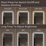 64"x21" Length Floor Mirror LED Whole Body Mirror, Wall Mounted Mirror with Lights, Bedroom W2709P289326