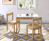 ZUN Gibson 3-Piece Dry Erase Kids Table & Two Chair Set, Natural B022P174726