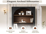 70.87" Black Bookcase, Modern Bookshelf with Large Storage Cabinet, Open Display Shelves and Arched N751P488908B