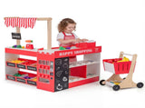 Red Wooden Kids Supermarket Playset Vending Machine, 90.1778.74104.14cm Grocery Store Toy 89690852