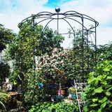 ZUN Metal Garden Arch Iron Garden Arbors Gazebo Dia81.3'' x 114.2'' High Birdcage Shape Pergola Pavilion W158681123