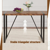 A minimalist retro rectangular dining table with a specially textured top and black metal W1151P240748