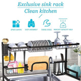 ZUN Over The Sink Dish Drying Rack Stainless Steel Kitchen Supplies Storage Shelf Drainer Organizer, W2181P153967