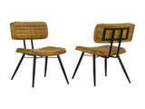 Set of 2 Leather Upholstered Side Chairs, Camel and Black B016P225469