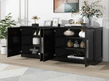 TREXM Sideboard Buffet Cabinet with Storage, Buffet Cabinet with Adjustable Shelves and Silver N715P192557B
