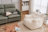 010-Soft Teddy Fabric Tufted Foam Bean Bag Chair With Teddy Fabric Ivory White W52741087