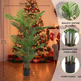 2 PCS Set 5.2ft Artificial Trees Faux Tropical Potted Plants Areca Palm Tree for Christmas Indoor 98380593