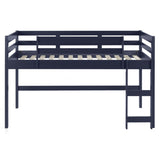 ZUN Navy Blue Twin Loft Bed with Reversible Ladder B062P181276