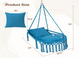 Navy Boho Macrame Hanging Swing Chair with 2 Padded Cushions, 330LBS Capacity Hammock Chair for 31600482