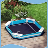 Blue Kids Sandbox with 4 Corner Seats,52" x 52" x 6" 76812357