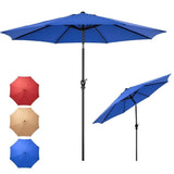 9FT Outdoor Patio Umbrella Market Table Polyester Fabric Canopy Iron Frame 8 Ribs UV Protection 25783648