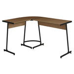 ZUN Oak and Black L-shape Computer Desk B062P184560