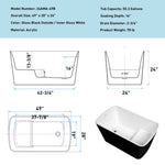 ZUN 49'' x 28'' Acrylic Freestanding Soaking Bathtub, Square-shape Japanese Soaking Hot Tub, Sit-In W1573P170472