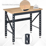 ZUN 45" Garage Work Bench with Adjustable Footpads and Wood Tabletop Tool Table 59240553