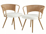 Wicker dining chairs - 2-piece set - Farmhouse soft cushioned cane back kitchen chair, sponge 92388899