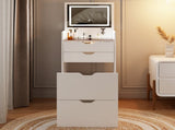Dressing Table and Stool, 3-in-1 Multifunctional Dressing Table Set, Featuring Three-color Lighting W5252P447369