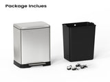 Brushed Nickel 14 Gallons Pedal Trash Can with Soft Close Lid, Removable Inner Bucket & Detachable 94630588