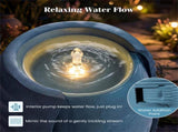 16"32" Outdoor Cracked Jar Water Fountain with LED Lights Resin Patio Water Feature 94736083