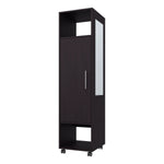 ZUN Black 1-Door Wardrobe with Mirror and Open Storage B062P227645