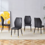 ZUN 4 modern dining chairs with stylish PU patterned backrest and black metal legs for a comfortable W1151P188258