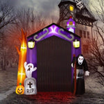 ZUN 9.8 FT Halloween Inflatables Haunted House Castle Archway Outdoor Decorations, Scary Halloween Giant 03459375