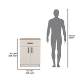 Pantry Organizer Cabinet 33" H, One Drawer, Two Interior Shelves, Two Doors, Ivory / Natural Oak B097P221382