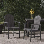 ZUN Outdoor Weather Resistant Acacia Wood Adirondack Dining Chairs , Dark Gray Finish 64844.00DGRY