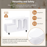 ON-TREND Mobile End Table with lockable wheels, Cream Style Side Table with Storage Drawer, 11.8inch N721P191983K