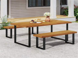 2PCS Solid Acacia Wood Outdoor Dining Bench , 800 LBS Weight Capacity Patio Garden Bench 95720090