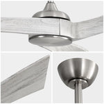 ZUN 52 Inch Ceiling Fan Without Light 6 Wind Speed Timing Function 3 Solid Wood Blade Reversible DC W934P200057