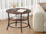 2-Tier Round Side TableSpace-Saving End Table for Small Living Room & BedroomRust Brown 18682245