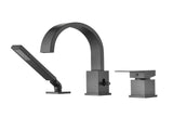 Waterfall Bathtub Faucet with Sprayer, 3-Hole Roman Filler with Hand Shower Deck Mount Waterfall W1224P206184