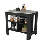 ZUN Brooklyn Kitchen Island, Three Concealed Shelves B128P148877