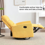 Manual Recliner Chair with Rocker and Swivel in Fabric for Living Room, Yellow W3224P289295