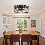 20 Inch Industrial Caged Ceiling Fan, With 7-ABS Blades Remote Control Reversible DC Motor, Small W882P221513