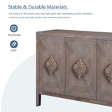 Carved Flower Door Handle, Antique Four Door Cabinet for Living Room Kitchen Hallway W1445P146388