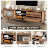 Modern TV Stand for 75" TV, TV Console with 2 Glass Doors, Entertainment Center with 2 Drawers & 53145432