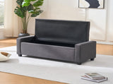 48" Storage Bedroom Bench for End of Bed, Faux Linen Upholstered Storage Ottoman with Arms for 62103728