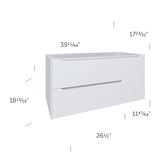 DAX Cenit Single Vanity Cabinet with 2 Drawers 1 Door 40 Inches Matt White B2702P226988