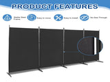 6FT 4-Fold 160g Polyester Fabric Plastic Foot Carbon Steel Frame Foldable Screen Black 26089175