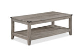 ZUN Rustic Gray Brown 3-Piece Cocktail Set Wooden Table Top Rectangular Coffee Table and Two Matching B011P244325