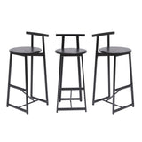 27''H Barstool Set of 3 Wooden Round Bar Stools with Footrest Modern Kitchen Chairs for Counter W1757P265184
