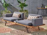 Outdoor Acacia Wood 2 Seater Sofa with Metal Legs for Garden Patio 62255.00TFNH