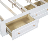 Wood Queen Size Platform Bed Frame with 6 Drawers, White 07431345