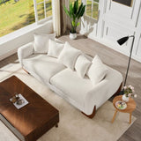 Modern Elegant Design 3 Seater Sofa with Wooden Legs, Comfortable Lambswool 5 Pillows for Living W2817P271187