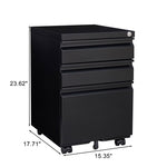 ZUN 3-Drawer Mobile File Cabinet with Lock, Office Storage Filing Cabinet for Legal/Letter Size, W124770976