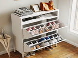 Metal Cabinet White - 2 Flip Drawers Open Storage Layer Rack, Slim 11.8"D Freestanding Steel T2398P482740