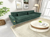 FX-P18-RG2 Luxury Emerald Green Velvet Sofa with Gold Accents - Modern 3-Seat Couch with Plush W57664704