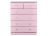 25.98"*15.75"*43.7" 5-Tier 6-Drawer Cabinet Drawer Dresser with Gold Handles Macaron Pink 89911285