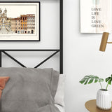 Metal Canopy Bed Frame, Platform Bed Frame Queen with X Shaped Frame Queen Black W84034643